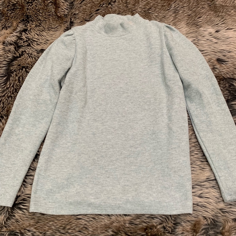Madewell Womens XXS (Re)sourced Plush Mockneck Puff-Sleeve Top NB512